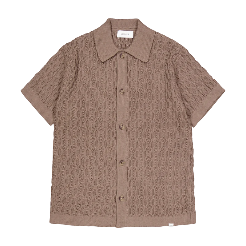 Garrett Knitted Ss Shirt Walnut