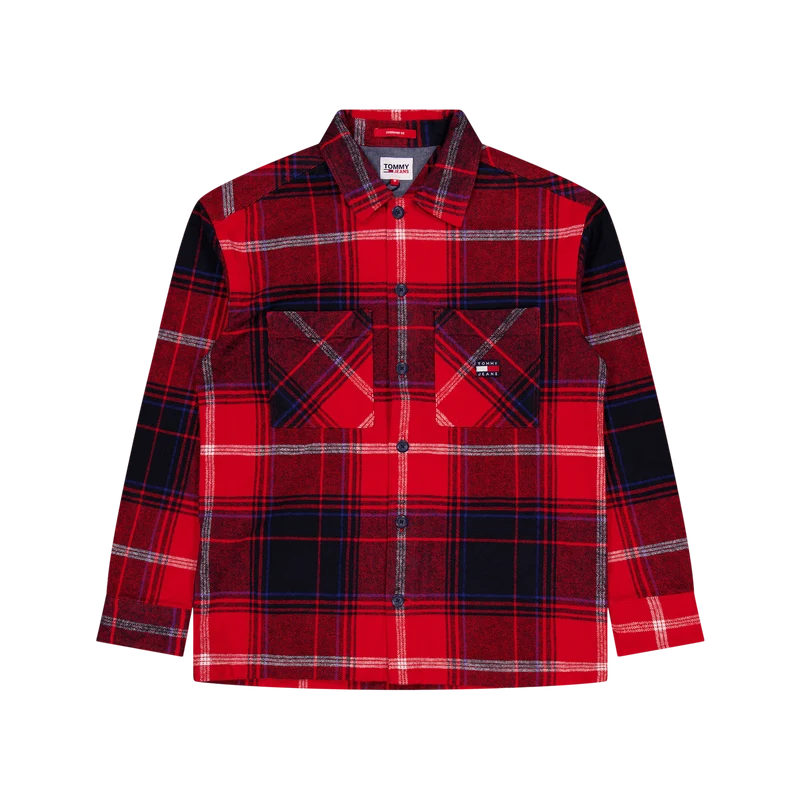 Tjm Brushed Check Overshirt Xnl - Deep Crimson Check
