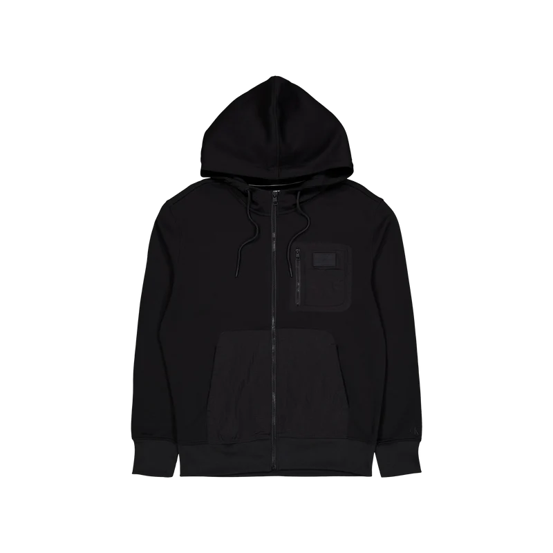 Mix Media Zip Through Hoodie Beh