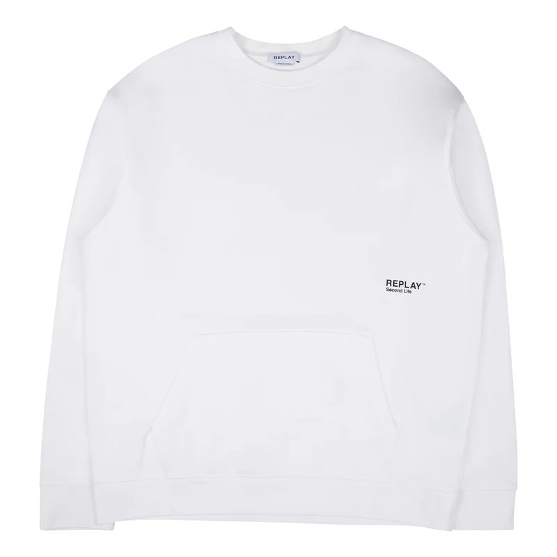 Replay Logo Crew Neck Sweatshirt 801 Chalk