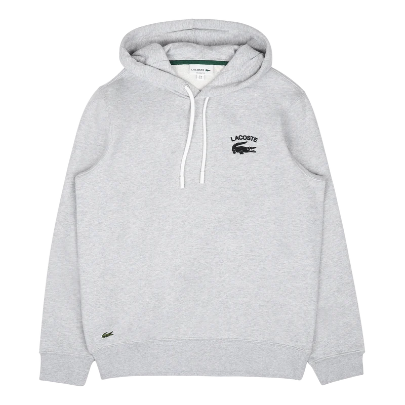 Lacoste Classic Fit Solid Hooded Sweat Silver Chine
