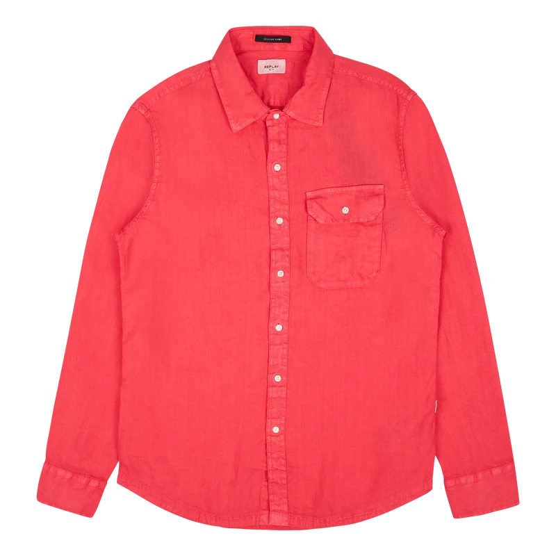 Replay Linen Shirt 259 Coral Red