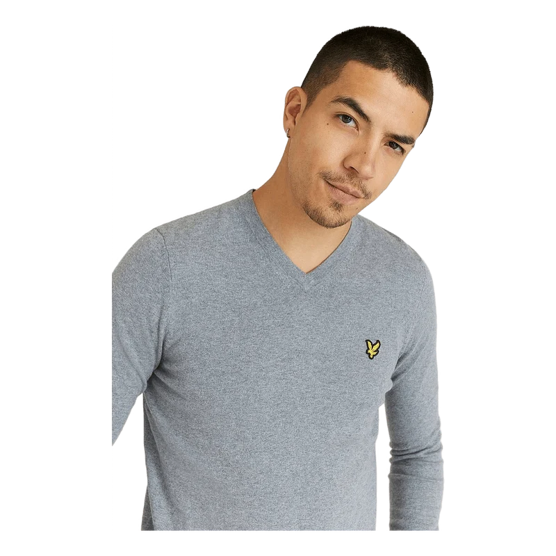 Cotton Merino V Neck Jumper Mid